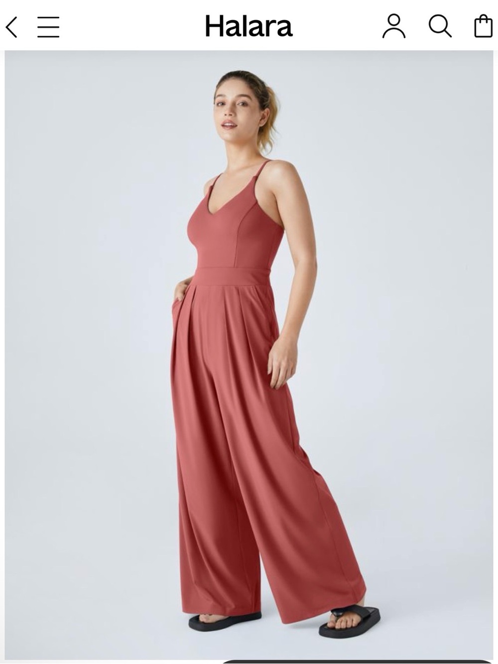 HALARA Breezeful Backless Wide Leg Jumpsuit SZ L